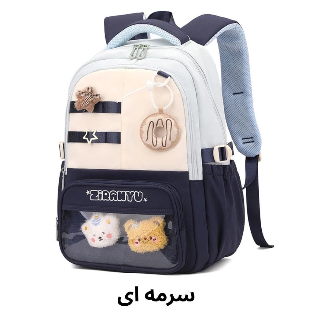 کیف مدرسه پینترستی با طراحی فانتزی و جیب شفاف — تصویر ۵