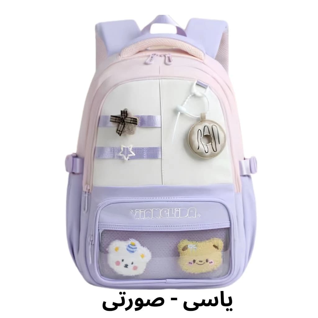 کیف مدرسه پینترستی با طراحی فانتزی و جیب شفاف — تصویر ۷