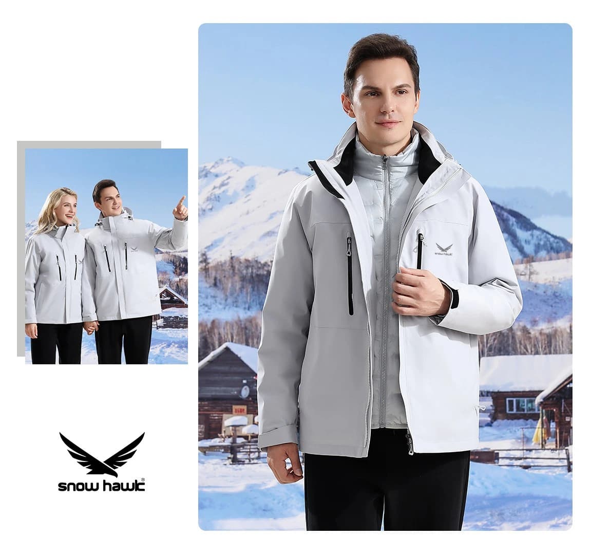 🧥 کاپشن دوپوش پر زنانه و مردانه Snowhawk مدل 68997 | Snowhawk Double Layer Down Jacket 68997
