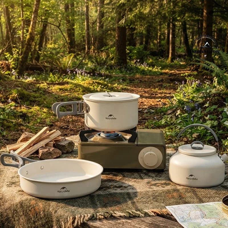 🫕 Naturehike ست قابلمه اورجینال CNK2450CF013 | زیتون کمپ — تصویر ۹