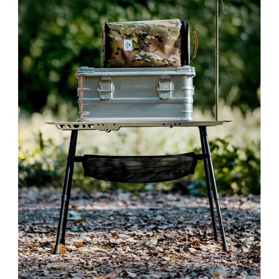 🪑 میز تاکتیکال کمپینگ و آشپزی Naturehike Simple Star H02 مدل CNK2450JJ025 (Single Panel) با پایه قابل تنظیم و میله آویز چراغ — تصویر ۶