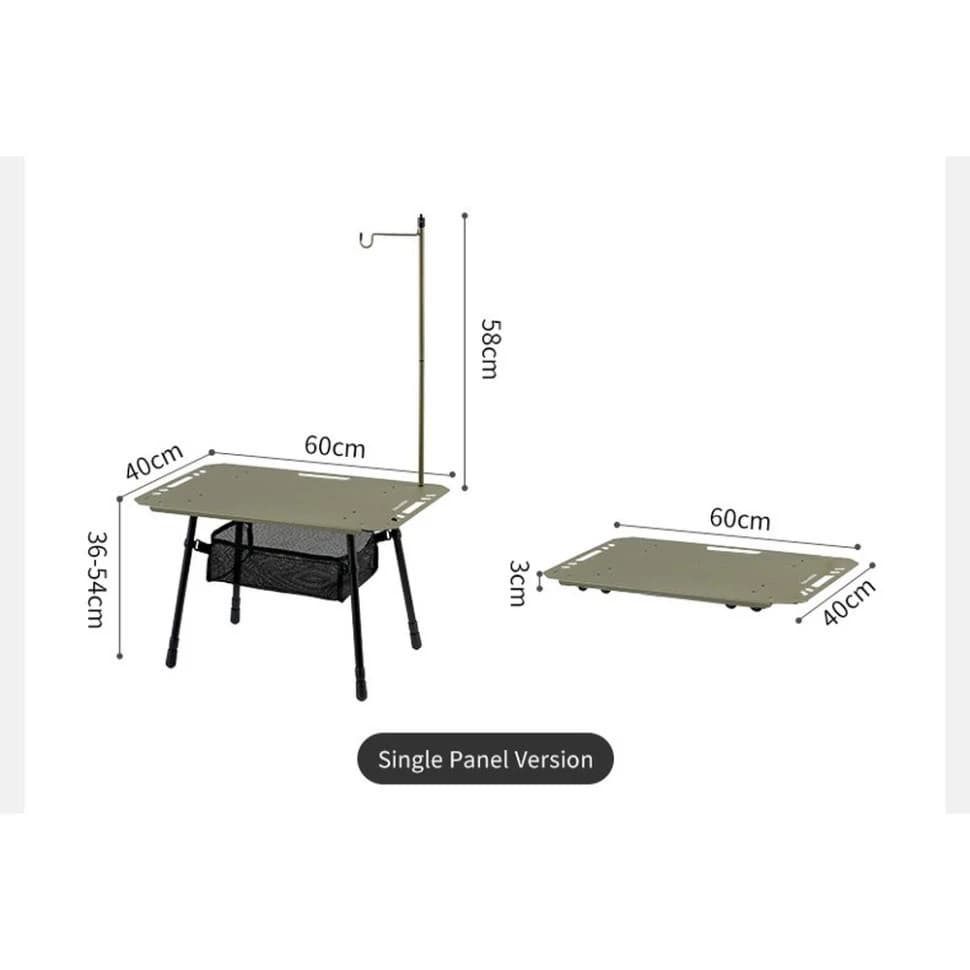🪑 میز تاکتیکال کمپینگ و آشپزی Naturehike Simple Star H02 مدل CNK2450JJ025 (Single Panel) با پایه قابل تنظیم و میله آویز چراغ — تصویر ۲