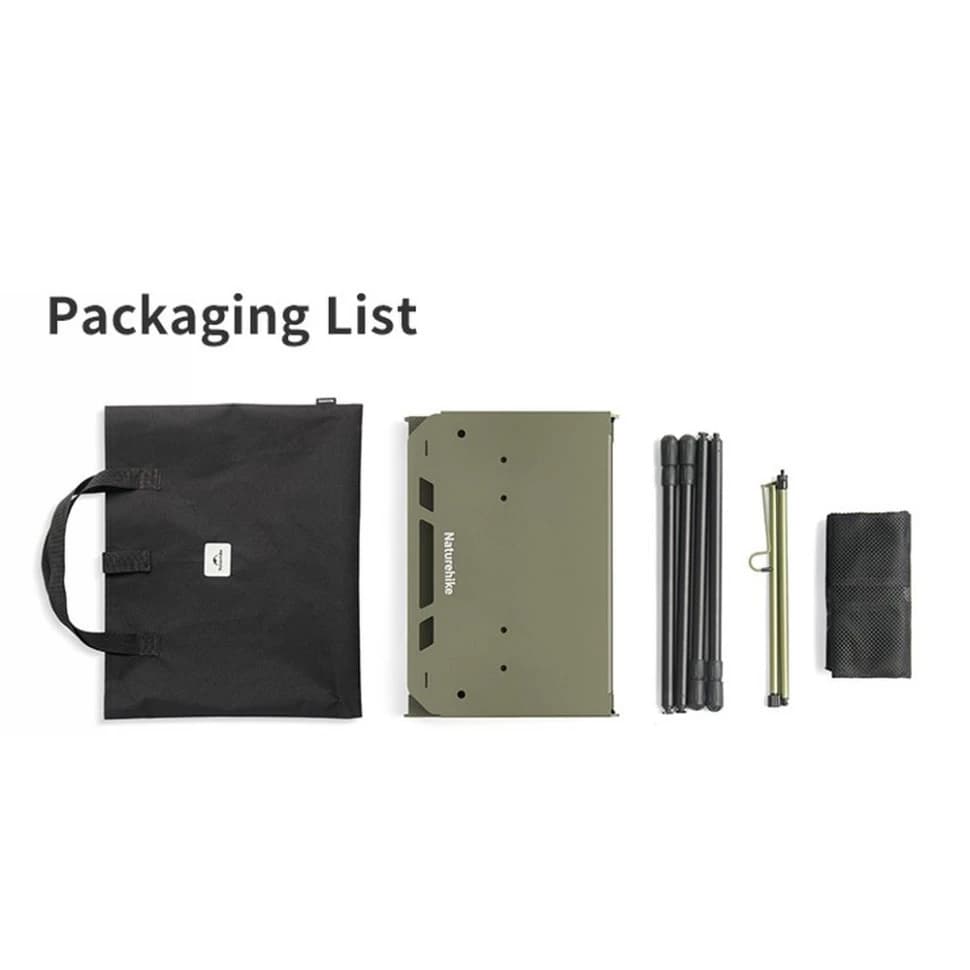 🪑 میز تاکتیکال کمپینگ و آشپزی Naturehike Simple Star H02 مدل CNK2450JJ025 (Single Panel) با پایه قابل تنظیم و میله آویز چراغ — تصویر ۳