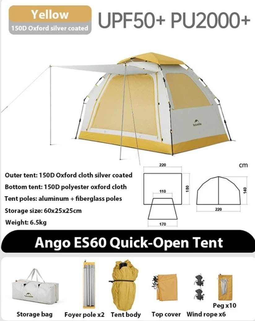 ⛺ چادر اتوماتیک نیچرهایک مدل Ango ES60 اورجینال — تصویر ۳
