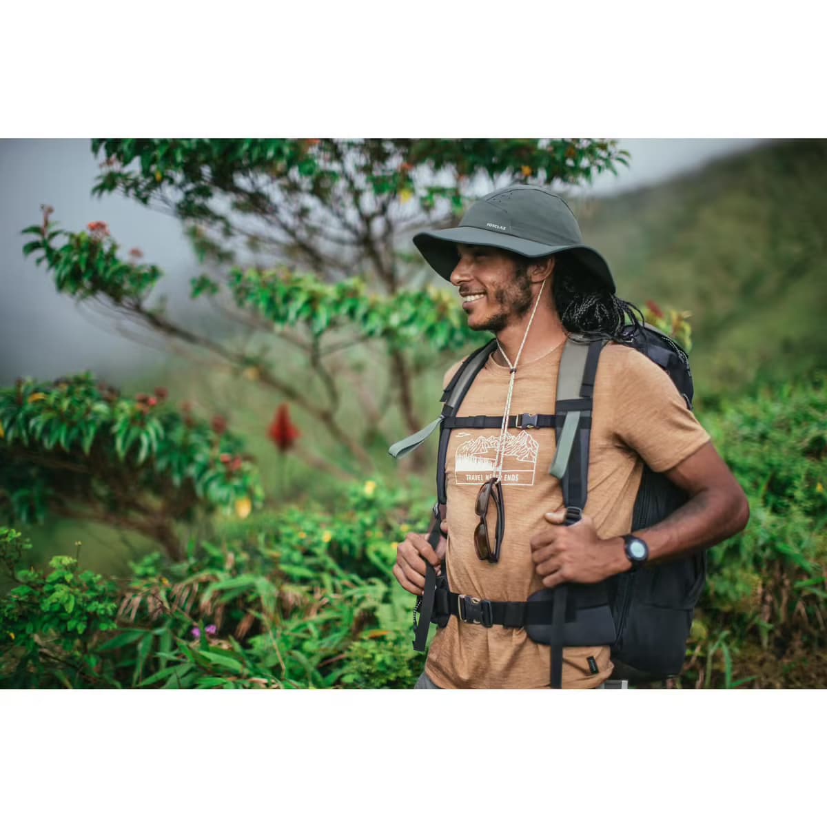 🧢 کلاه دوربلند forclaz ترکینگ و آفتابگیر FORCLAZ مدل Trek 500 Khaki — تصویر ۴