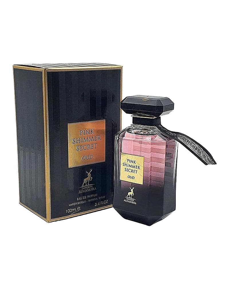 ادکلن زنانه الحمبرا Pink Shimmer Secret Oud مشابه ویکتوریا سکرت بمب شل عود — تصویر ۲