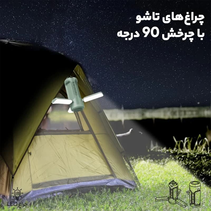 🔦 کمپینگ‌کیت Promate Campmate-4 | پاوربانک کمپینگ و اسپیکر بلوتوث | زیتون کمپ — تصویر ۶