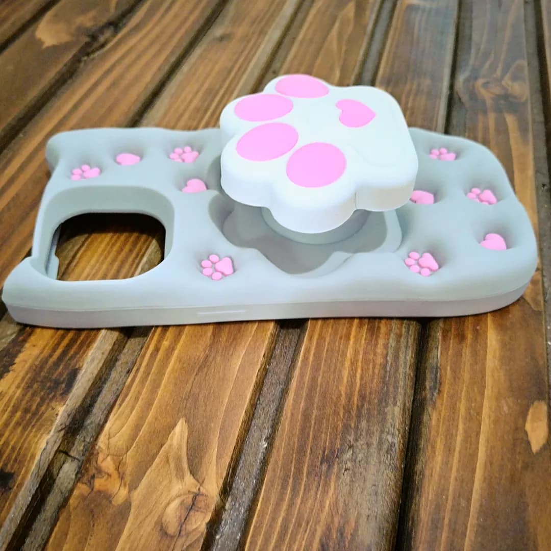 قاب گوشی اپل iPhone 13/14/15 کد 2195 طرح پنجه گربه | سیلیکونی هولدردار — تصویر ۳