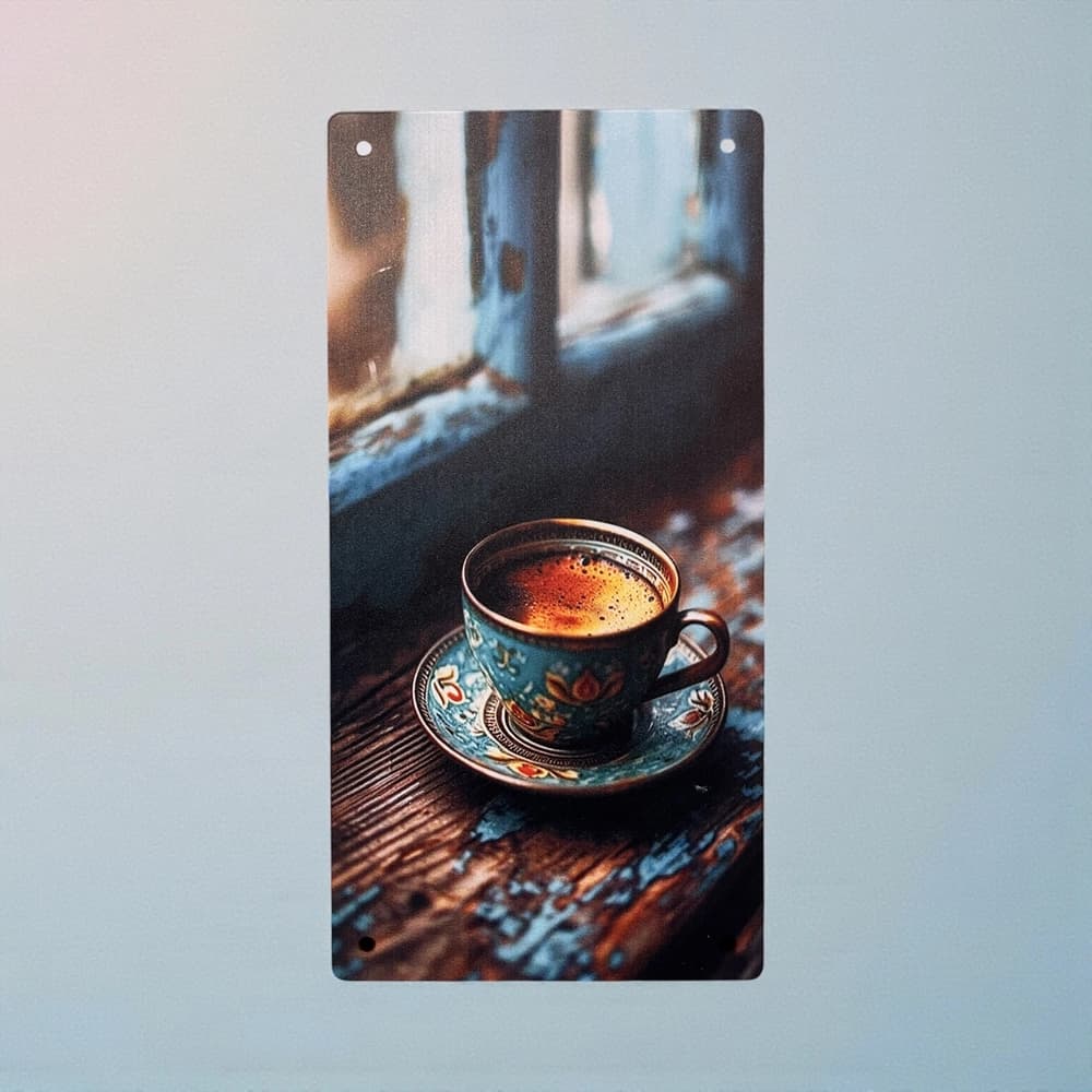 پلاک فلزی طرح فنجان قهوه سایز 15×30