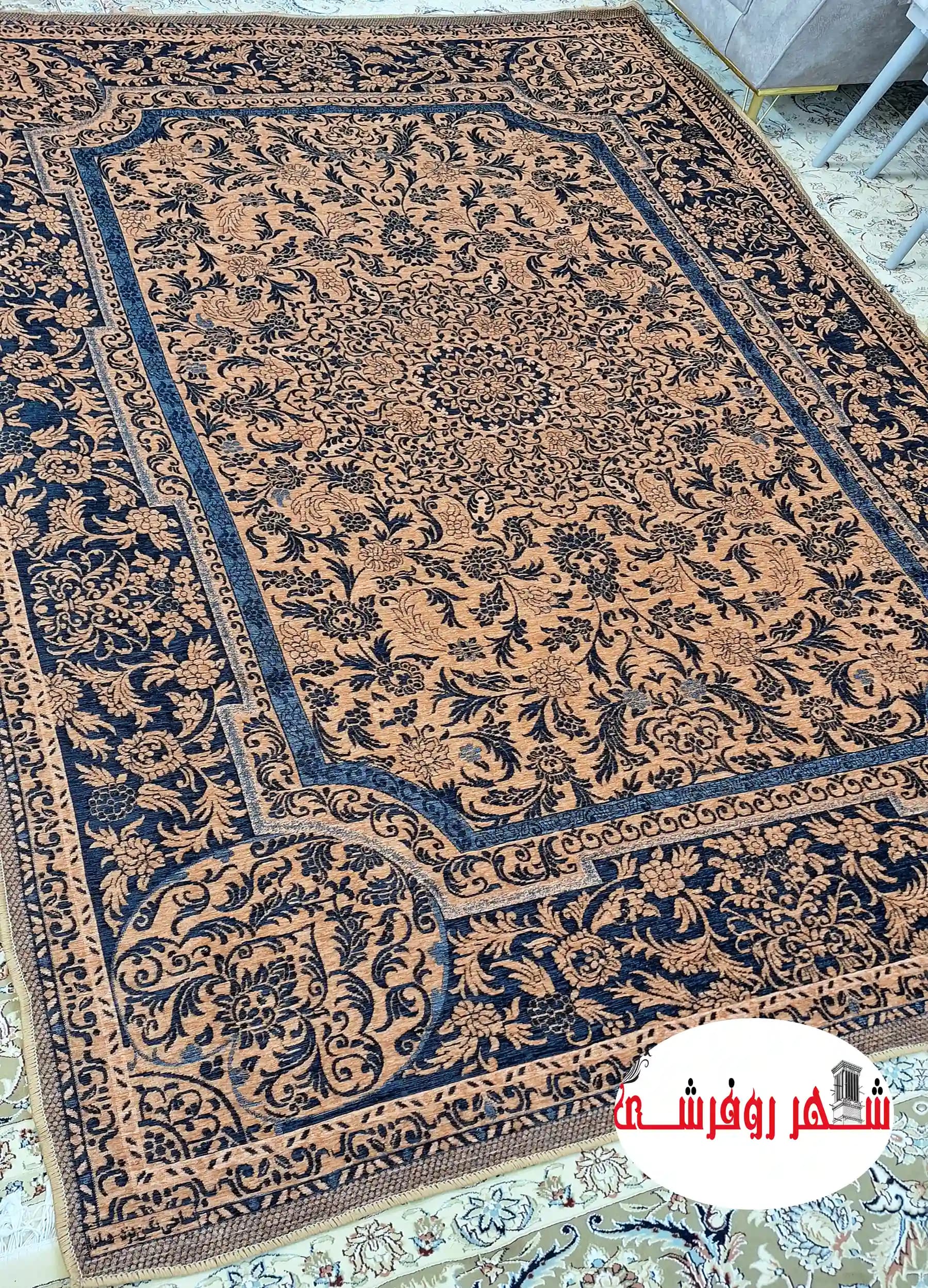 روفرشی مخمل دوشانل طرح هیلدا رنگ نسکافه ای