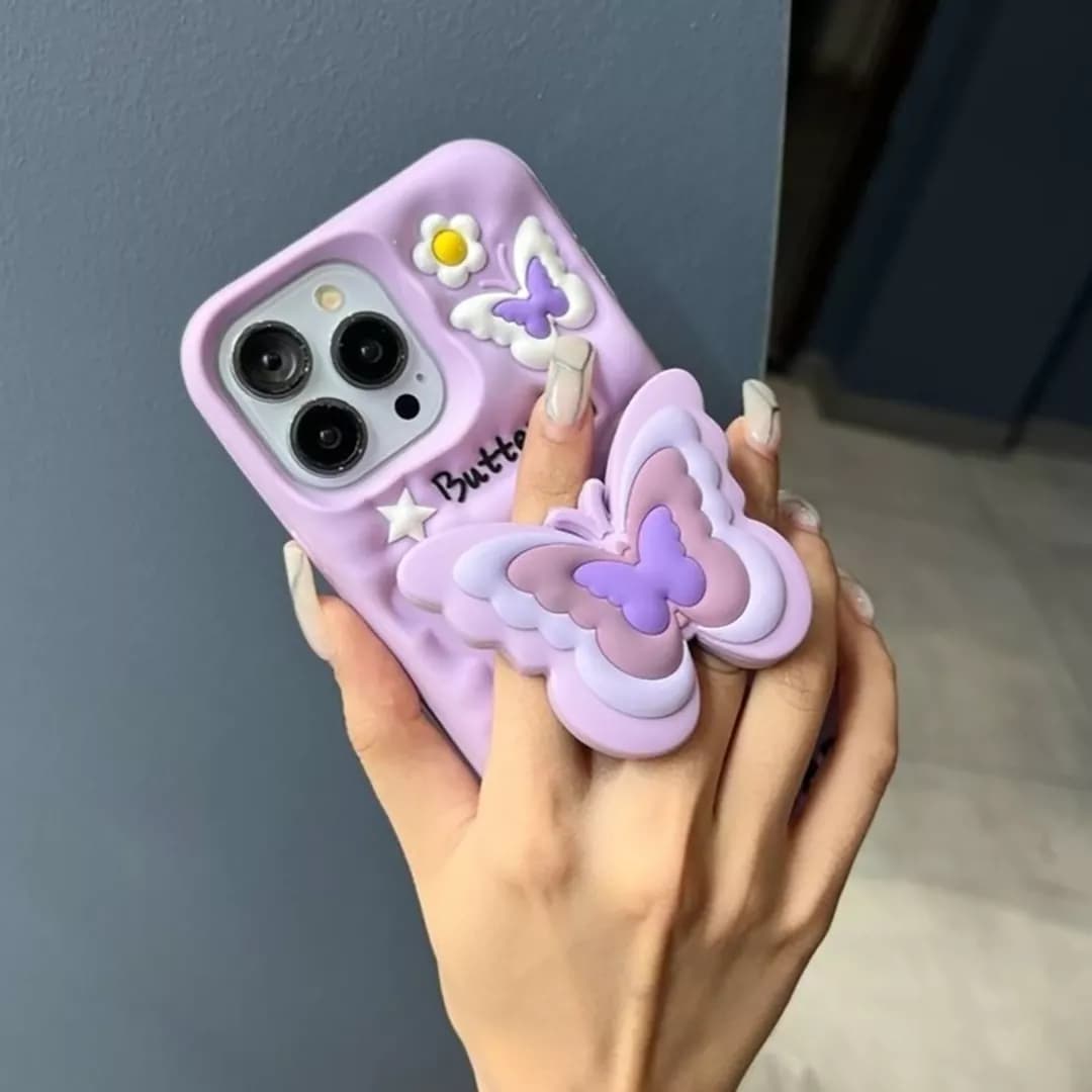 قاب گوشی سامسونگ A55 کد 2177 طرح پروانه | سیلیکونی هولدردار — تصویر ۳