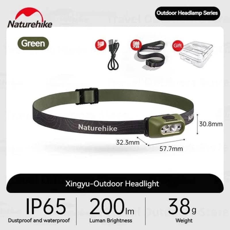 🟢 چراغ پیشانی نیچرهایک 200 لومن اورجینال Naturehike CNK2300DQ023 — تصویر ۴