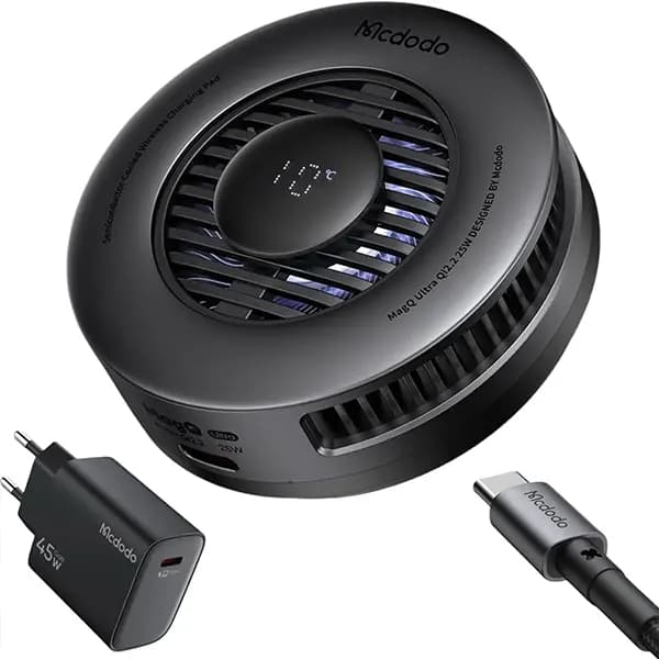 شارژر وایرلس مگنتی و خنک کننده مک دودو مدل CH-8410 ظرفیت ۲۵ وات