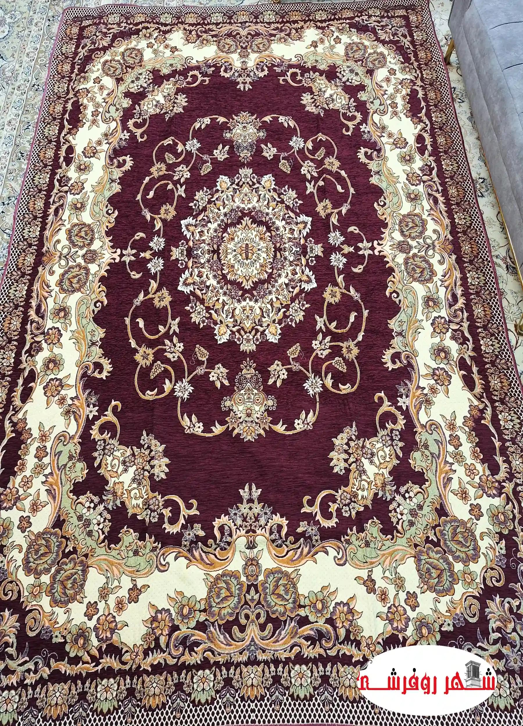 روفرشی یزدی مخمل کد 102 رنگ زرشکی — تصویر ۲