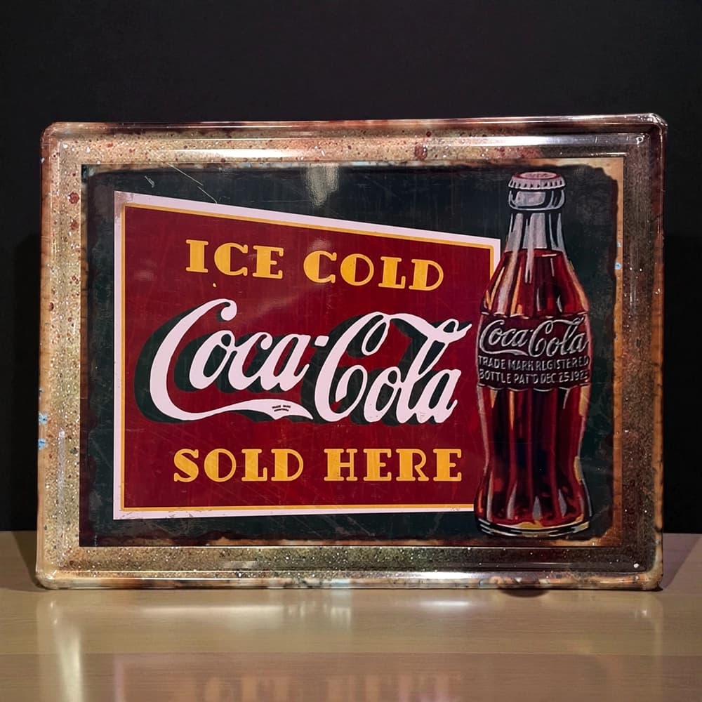 تابلو فلزی طرح Iced Cold Coca ابعاد 30×40