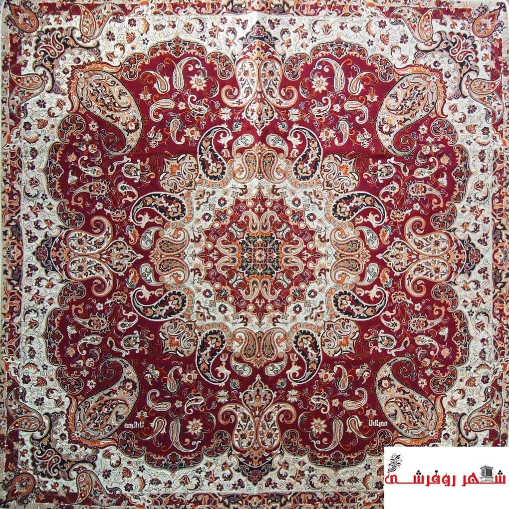 رومیزی پنج تیکه ترمه طرح تارا رنگ قرمز