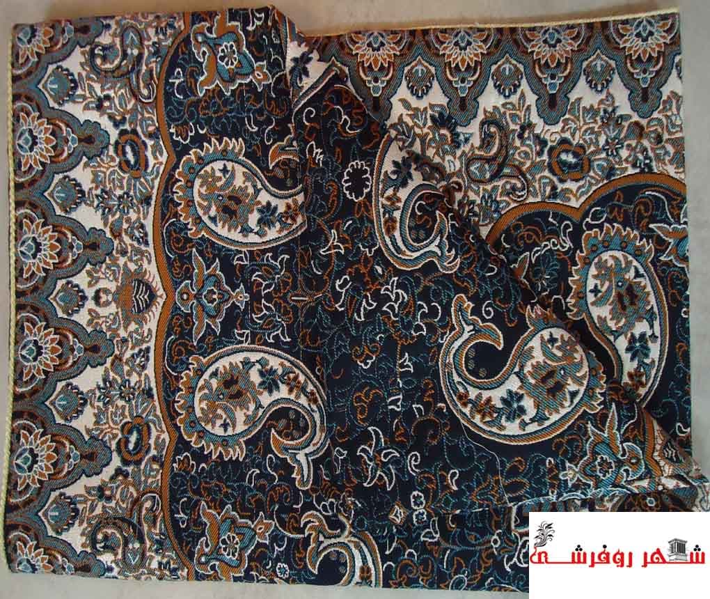 رومیزی ترمه طرح نسترن رنگ سرمه ای — تصویر ۲