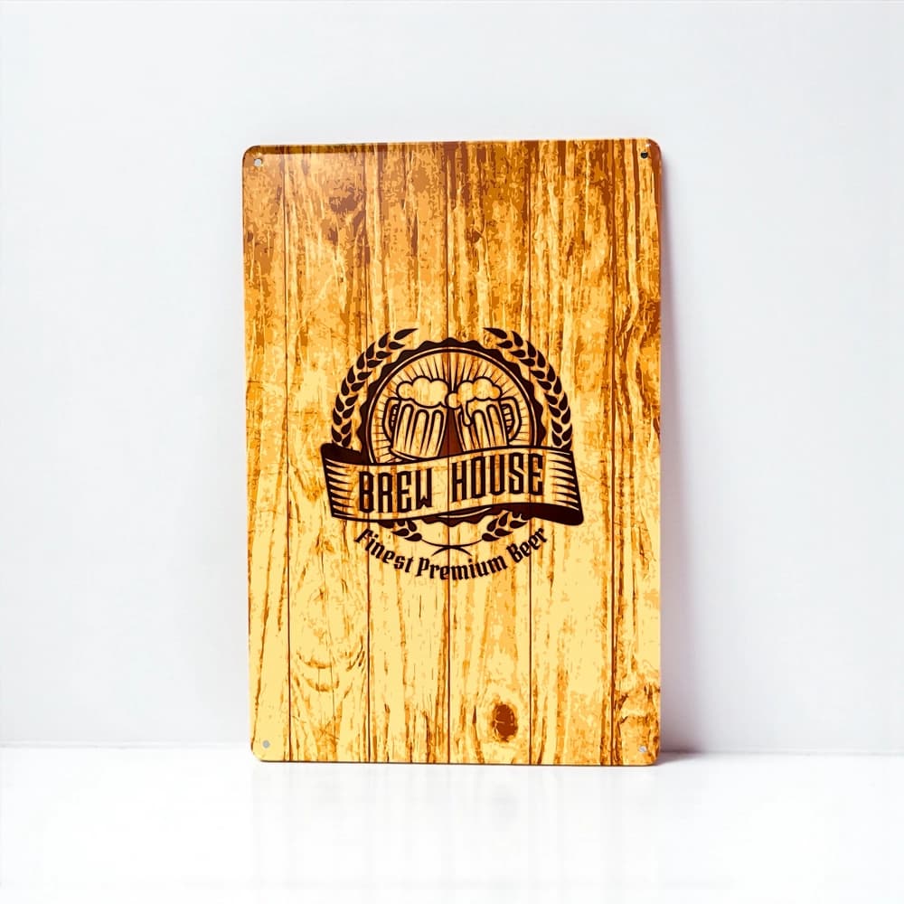 تابلو طرح پلاک فلزی مدل Brew House با ابعاد 20×30