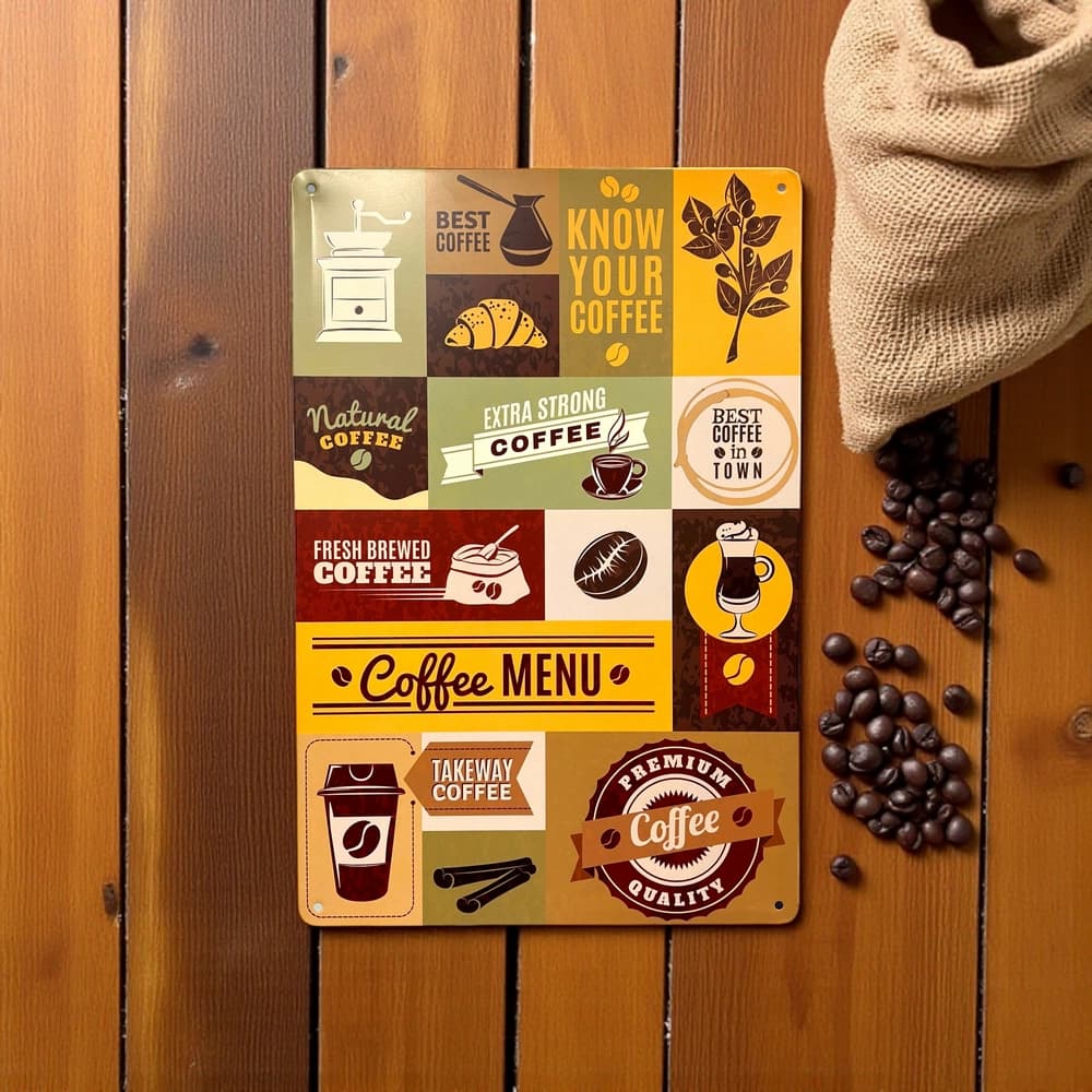 تابلو طرح پلاک فلزی کافه ابعاد 20×30