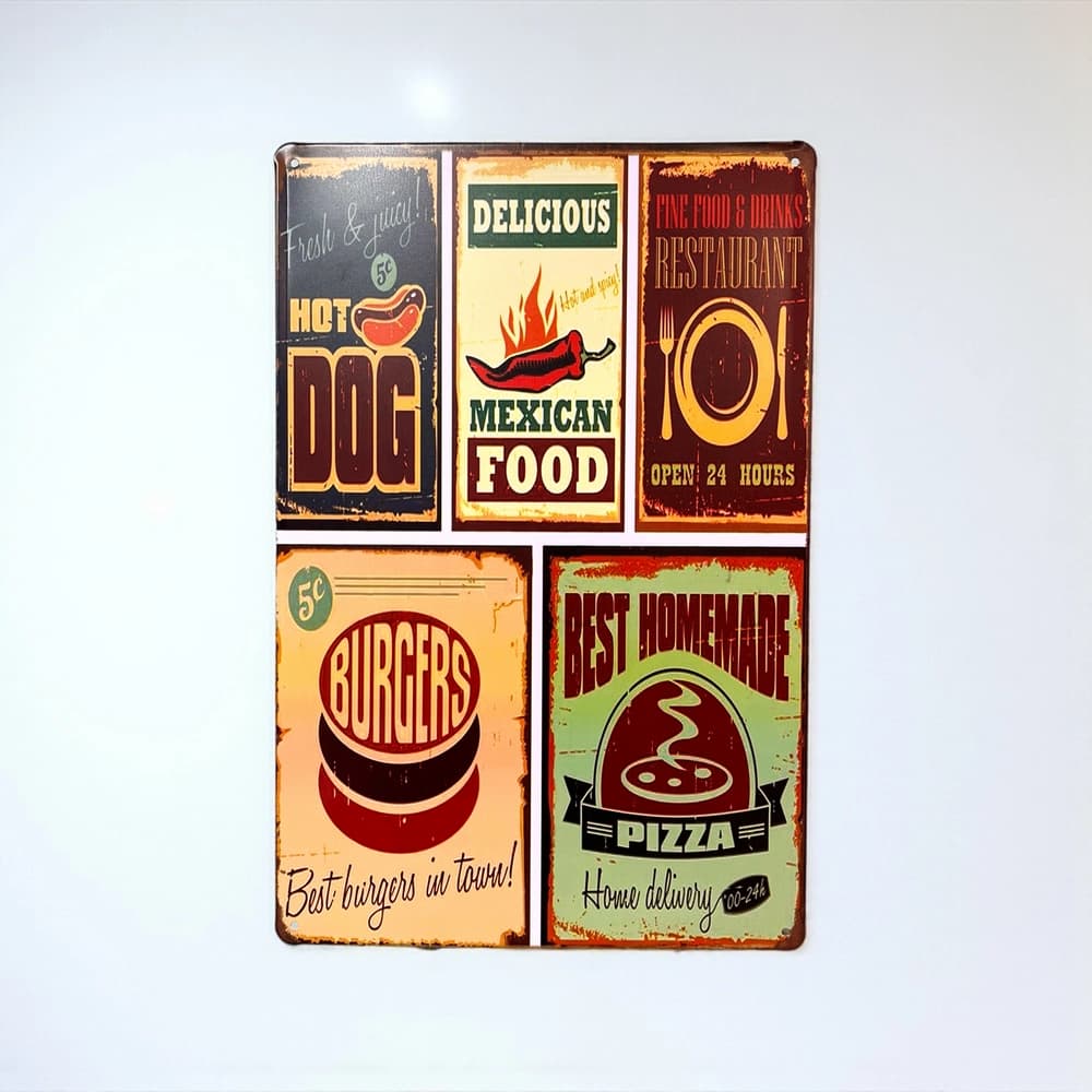 پلاک فلزی طرح فست فود ابعاد 20×30