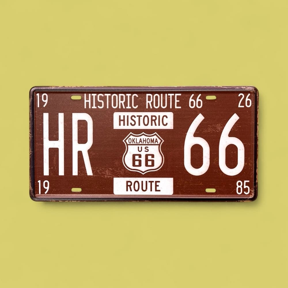 پلاک فلزی طرح Brown Route 66 ابعاد 15×30