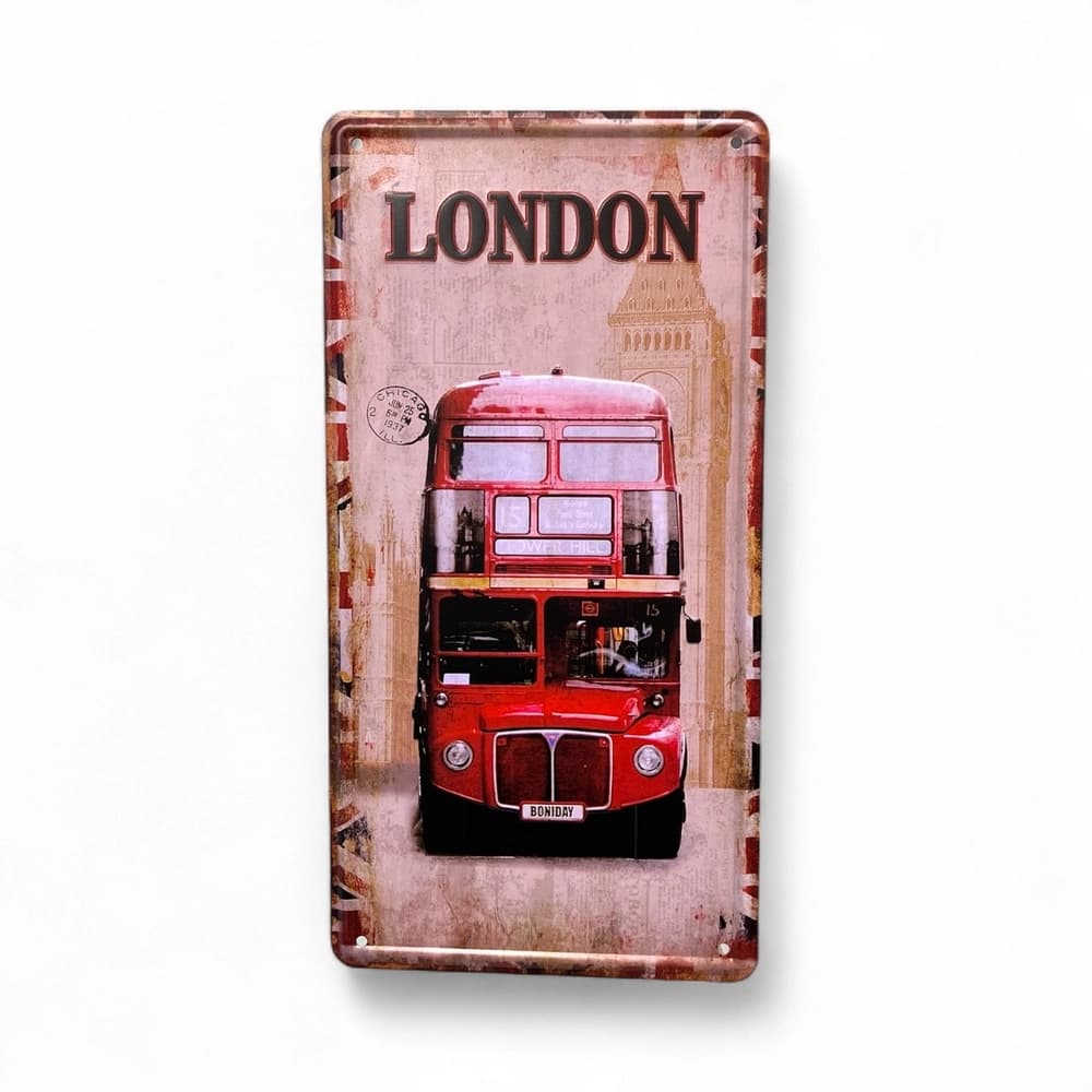 پلاک فلزی طرح london bus ابعاد 15×30