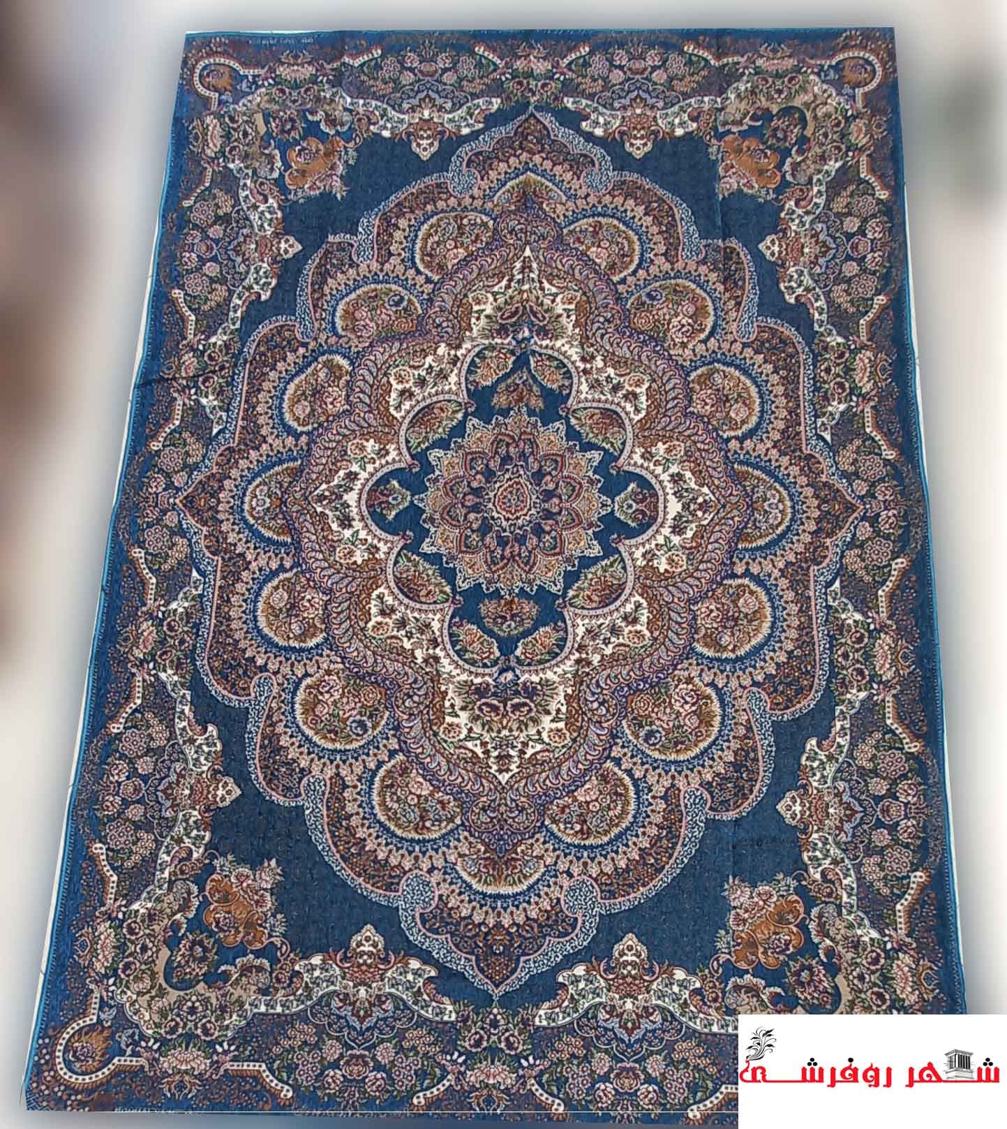 روفرشی یزدی مخمل ابریشم شرکت اقبال رنگ فیروزه ای کد 460 — تصویر ۲