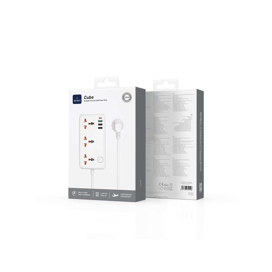 چندراهی برق و شارژر 30 وات ویوو WIWU مدل Cube Gan Power Strip WI-S005 — تصویر ۳