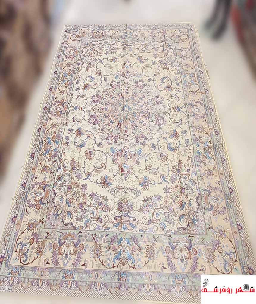روفرشی یزدی مخمل ابریشم شرکت اقبال رنگ کرم کد 240 — تصویر ۳