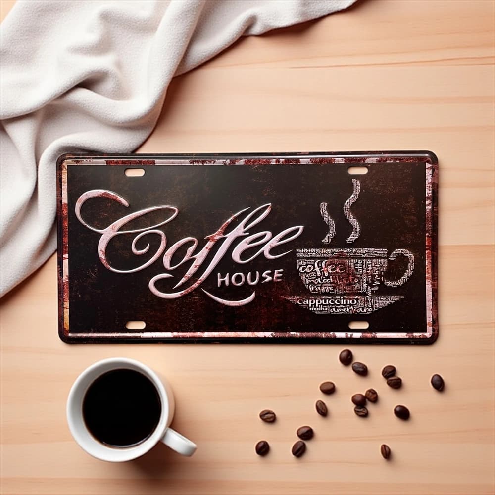 پلاک فلزی طرح Coffee House ابعاد 15×30