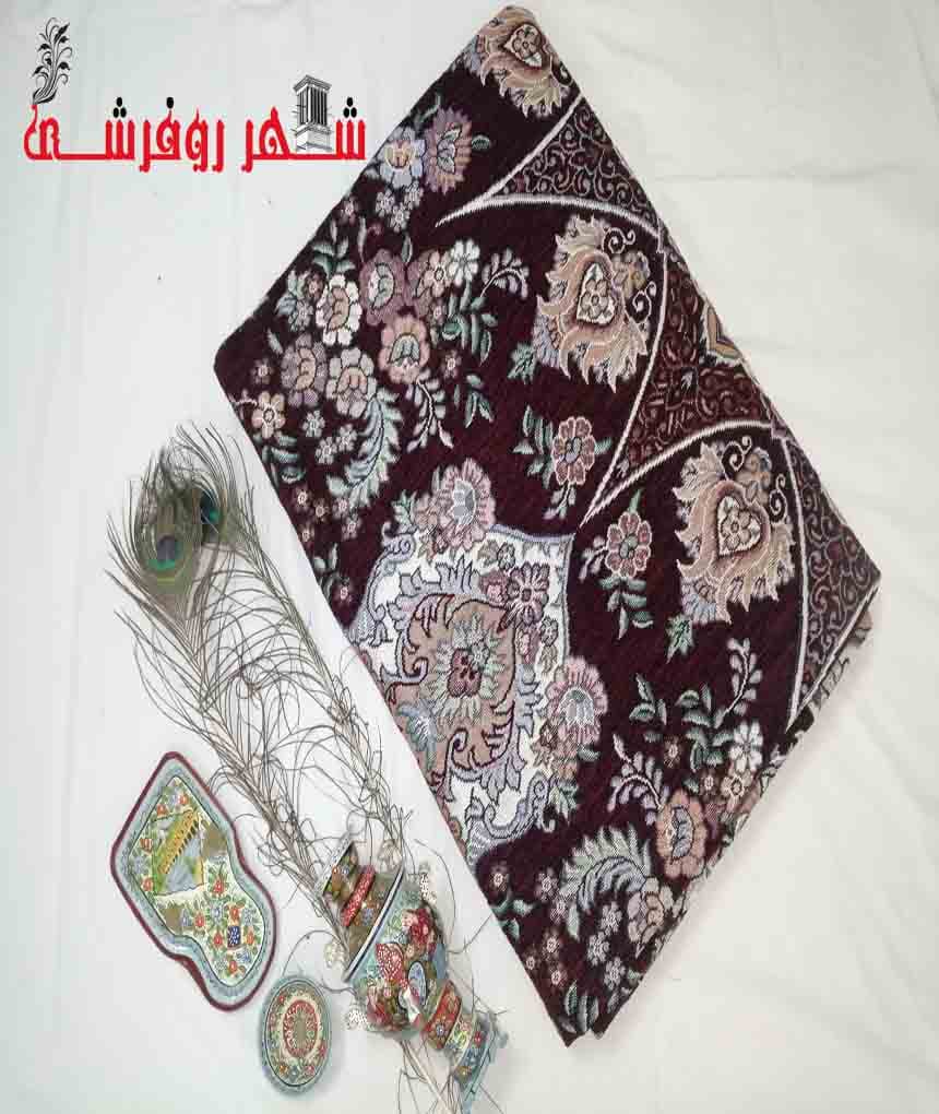 روفرشی یزدی مخمل ابریشم زرکدار رنگ زرشکی کد 125 — تصویر ۲
