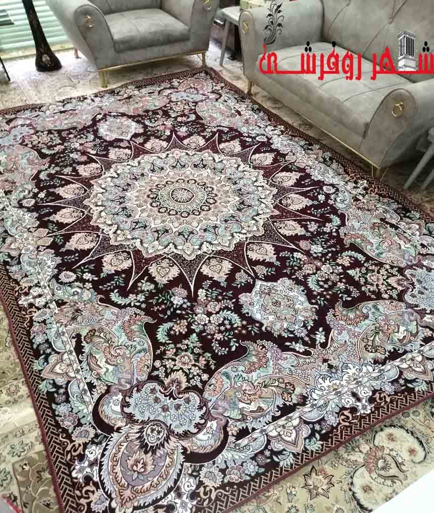 روفرشی یزدی مخمل ابریشم زرکدار رنگ زرشکی کد 125