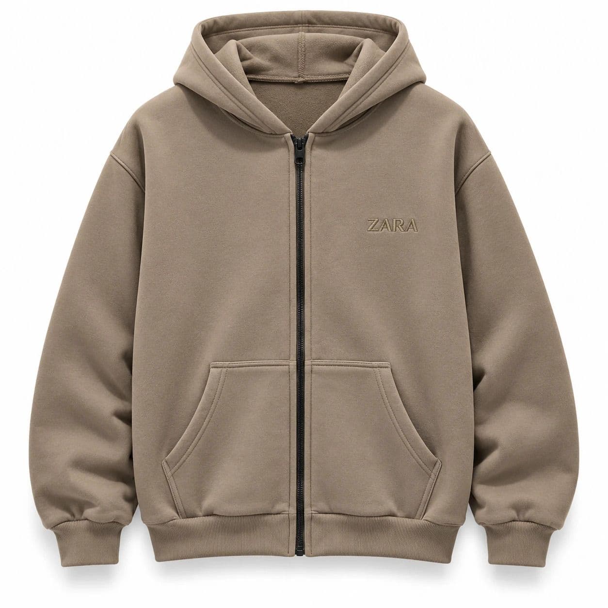 سوئیشرت کلاهدار مردانه مدل ZARA-خاکی
