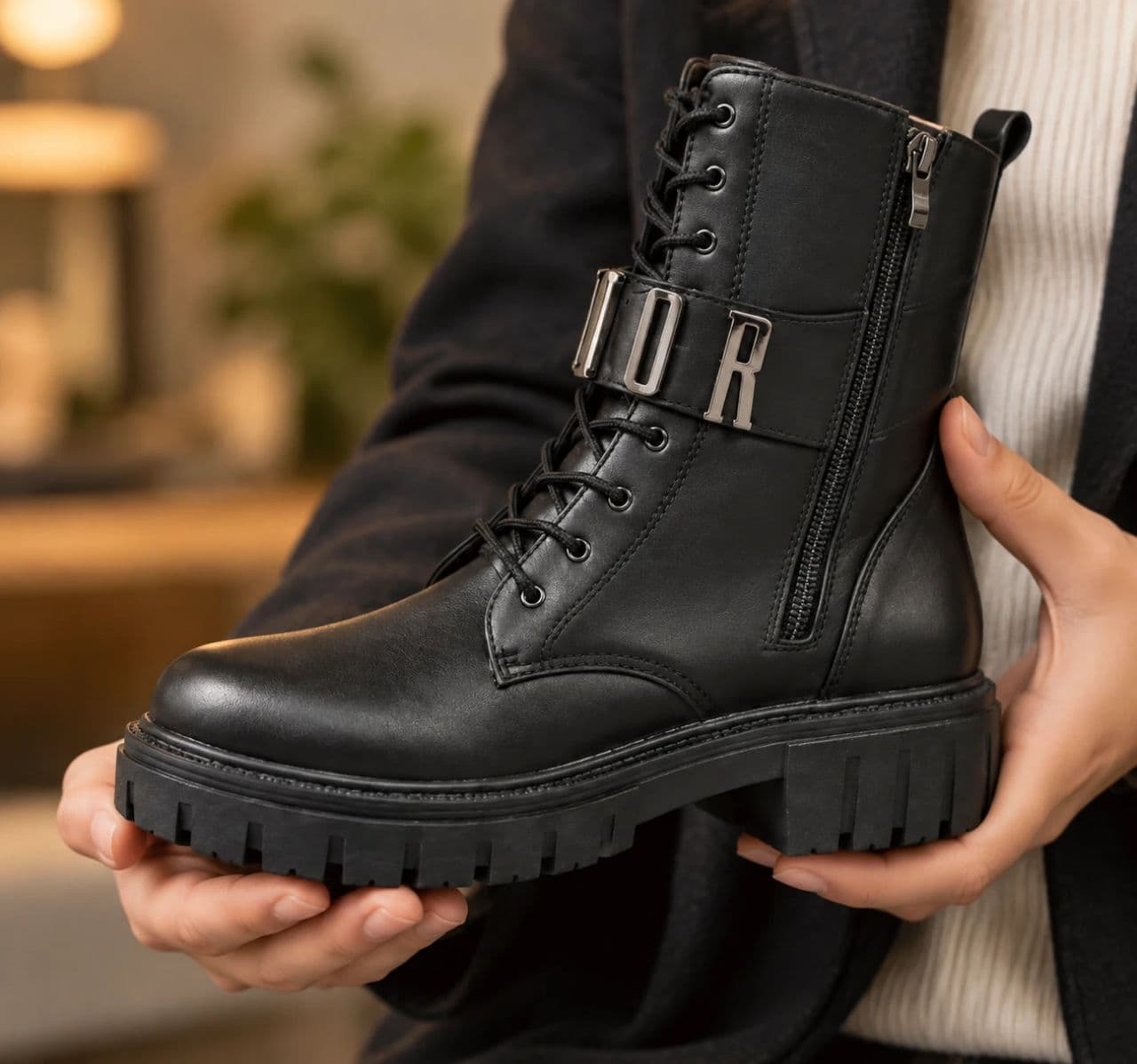 نیم بوت زنانه بندی چسبی مدل DIOR — تصویر ۳