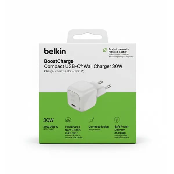 شارژر دیواری 30 وات USB-C بلکین مدل wca008kq — تصویر ۲