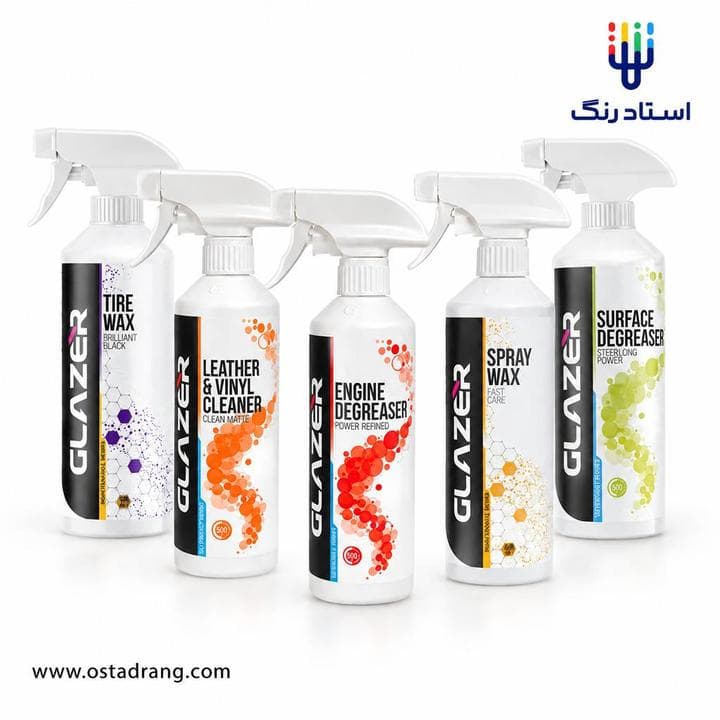کیت 5 عددی اسپری گلیزر (لاستیک-موتور شو-چرم و وینیل-چربی زدا-اسپری واکس)