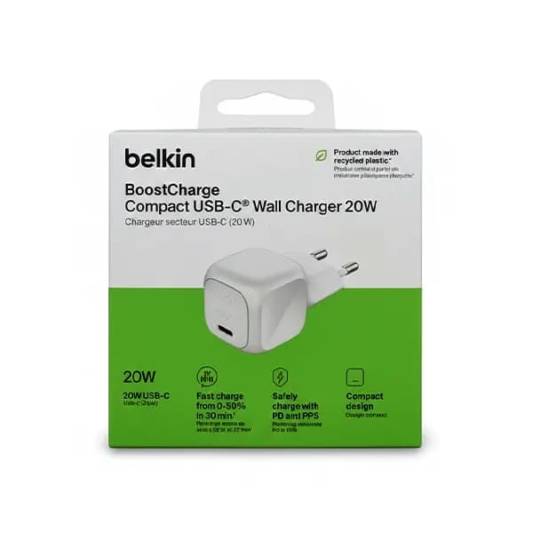 شارژر دیواری 20 وات USB-C بلکین مدل wca009kq — تصویر ۲