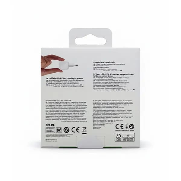 شارژر دیواری 20 وات USB-C بلکین مدل wca009kq — تصویر ۳