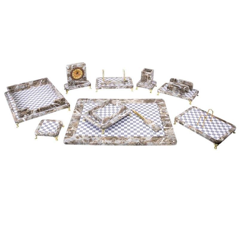 ست رومیزی مدیریتی چوب و چرم پایه دار 10 تکه قائم کد 910P — تصویر ۴