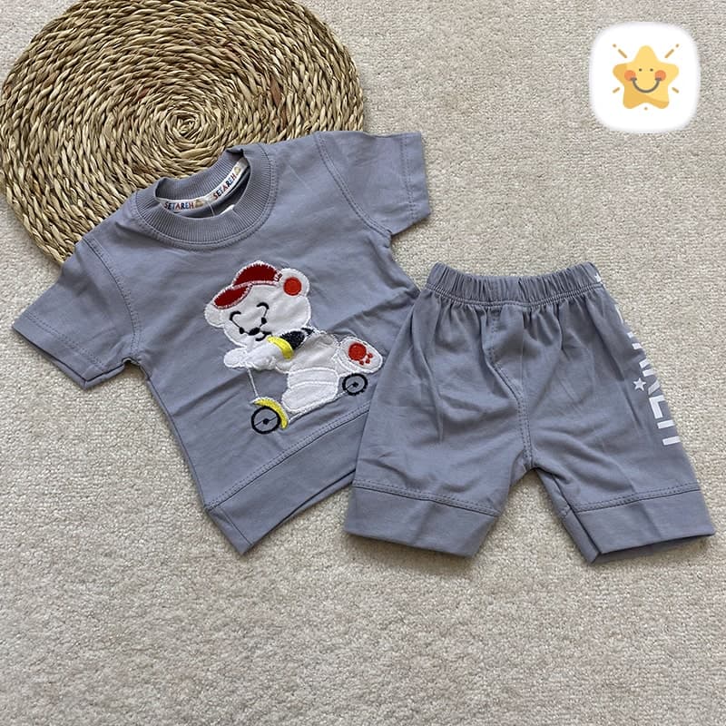 تیشرت شلوارک اسپرت (دختر و پسر) خرس اسکوتر مناسب 1 تا 2 سال — تصویر ۳