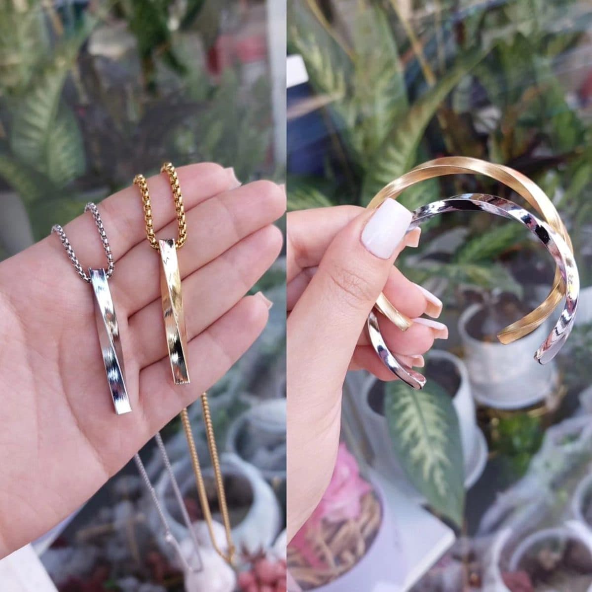 ست گردنبند و بنگل پیچ خورده ( طلایی ) — تصویر ۹