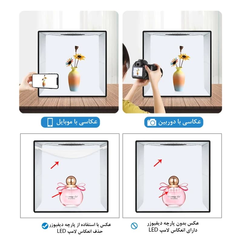 چادر عکاسی پلوز مدل Folding Portable ابعاد 40×40 سانتی متر — تصویر ۳