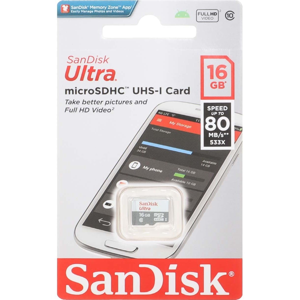 کارت حافظه microSDHC سن دیسک Ultra ظرفیت ۱۶ گیگابایت — تصویر ۲