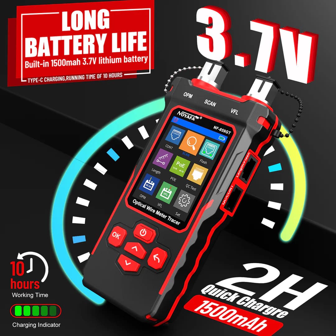 تستر شبکه و فیبر نوری ( VFL / OPM ) 10 کاره نویافا NF-859GT – Noyafa 10-in-1 Ethernet & Fiber Cable Tester — تصویر ۳