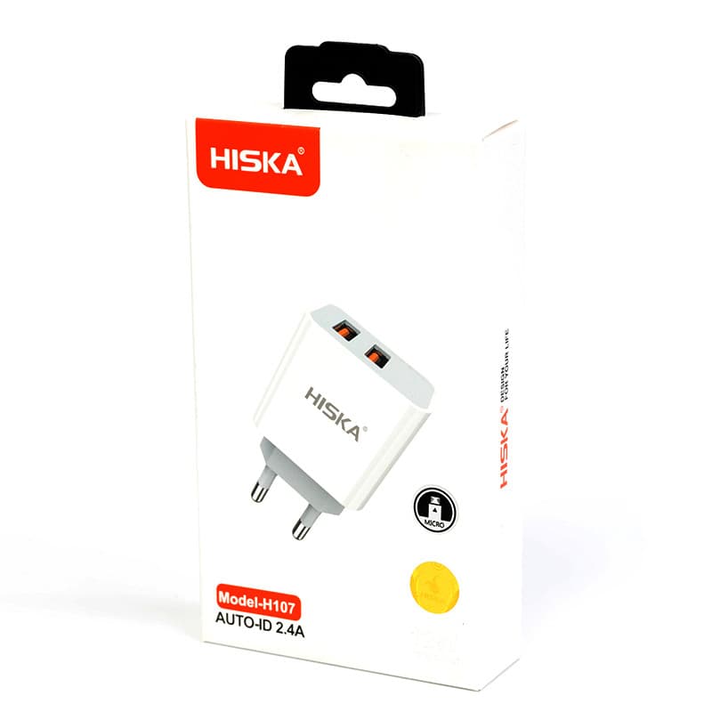 شارژر دیواری هیسکا مدل H107 به همراه کابل تبدیل لایتنینگ