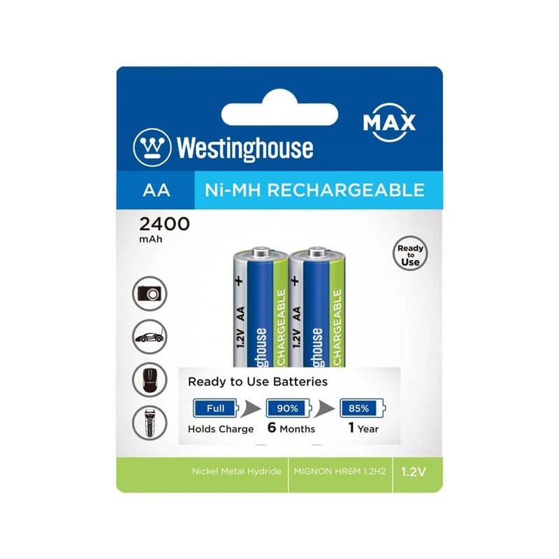 باتری قلمی قابل شارژ وستینگهاوس مدل AA2400MAH بسته دو عددی — تصویر ۲