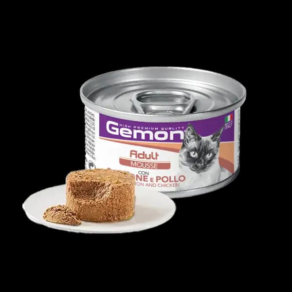 کنسرو گربه مونژه مدل جمون با طعم ماهی سالمون و مرغ Monge Gemon Can Salmon & Chicken وزن 85 گرم — تصویر ۲