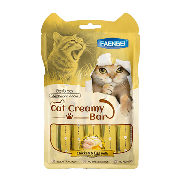 بستنی گربه فنبی با طعم ماهی، مرغ و تخم مرغ Faenbei Cat Creamy Bar وزن 75 گرم