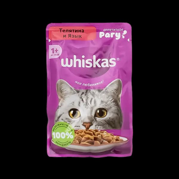 پوچ گربه ویسکاس با طعم گوشت گوساله و زبان Whiskas Chunks in Gravy وزن 75 گرم