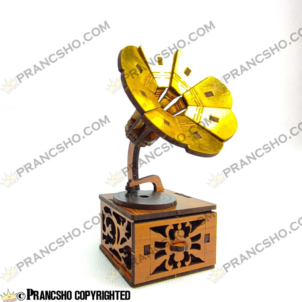 دکوری ساز گرامافون چوبی ایستاده رومیزی کشو دار — تصویر ۲